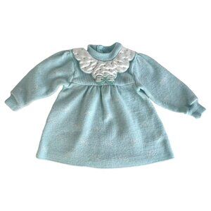 VIntage Baby Girl Sweet Treats Knit Dress Pastel Blue Size 18 Month Made Israel